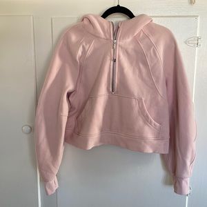Pink lululemon oversized scuba half zip hoodie. (Pink puff or strawberry) (M/L)